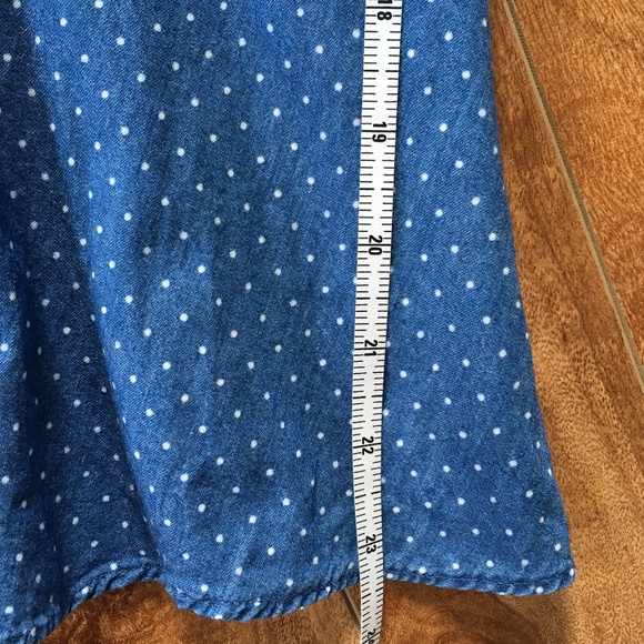 Kensie Chambray Polka Dot Peplum Retro Pin-Up Top S - Picture 11 of 13